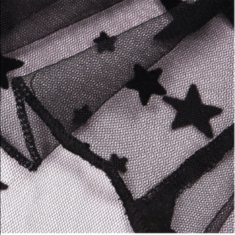 Sexy Velvet Star Mesh T-shirt Black or White - Picture 5 of 8